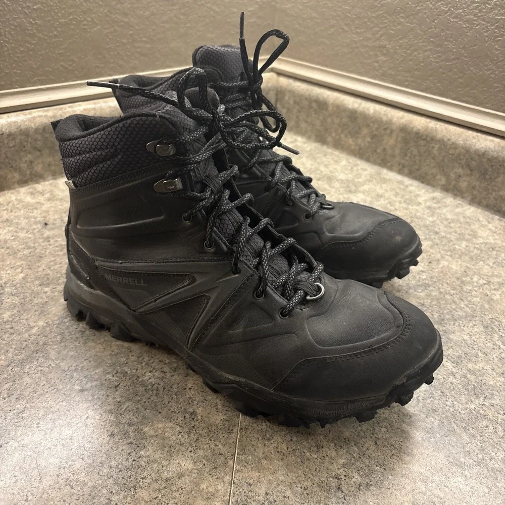 Mens MERRELL Capra Glacial Ice Mid Waterproof Winter Trekking Hiking Boots 9.5